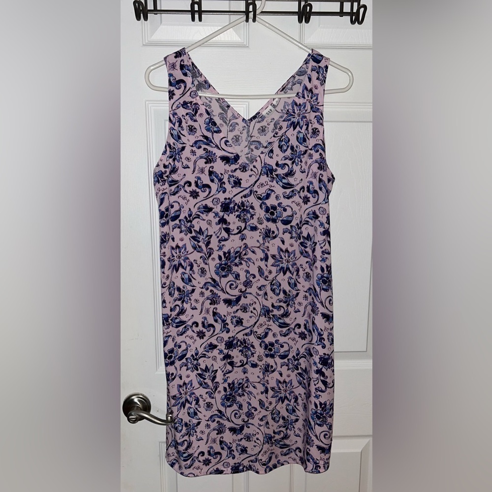 GAP Floral V-Neck Blue & Pink Dress Small